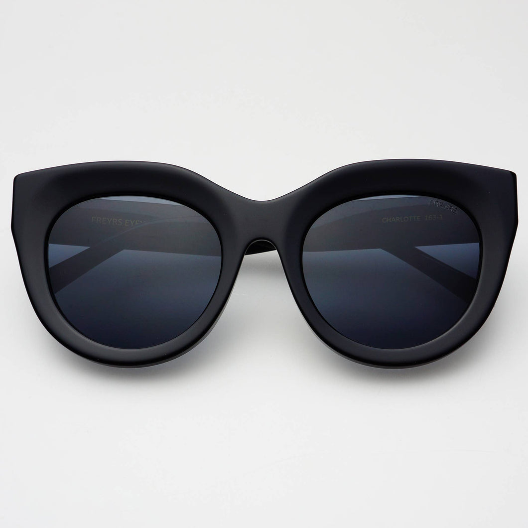 Charlotte Acetate Womens Cat Eye Sunglasses: Black