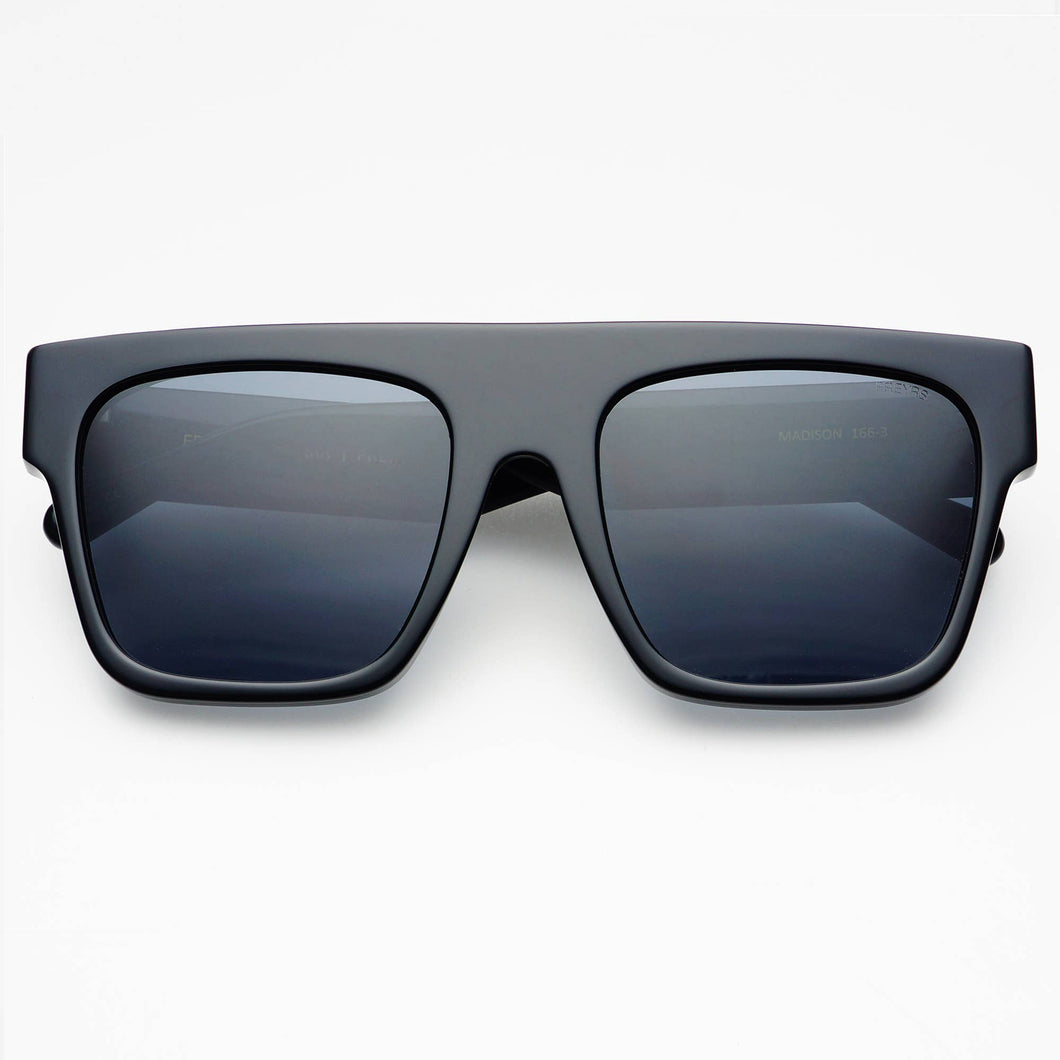 Madison Acetate Unisex Flat Top Sunglasses: Black