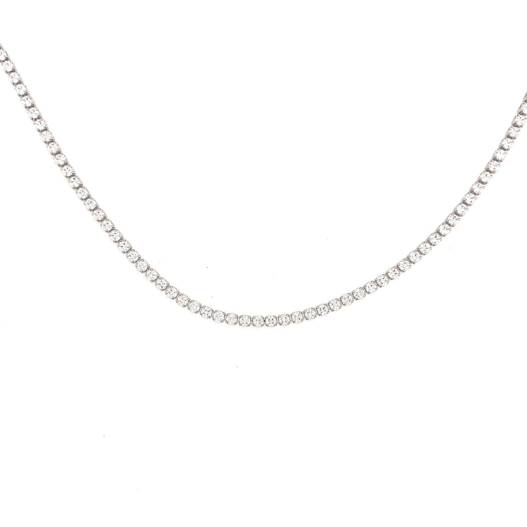 Diamond Tennis Necklace: Silver