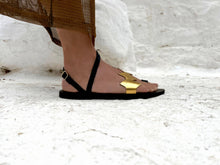 Load image into Gallery viewer, Handmade Leather Sandal : Aristea Gold Pattern: 38 / Sample Design Colors
