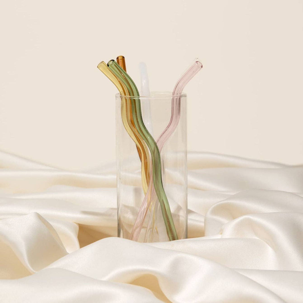 Wavy Glass Straws: Pink