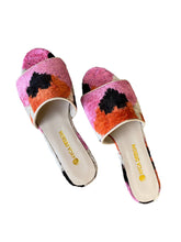 Load image into Gallery viewer, Silk Velvet Ikat Open Toe Slide: 10
