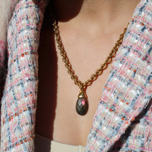 Load image into Gallery viewer, Antiqued Gold Chunky Labradorite Pendant Necklace
