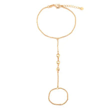 Load image into Gallery viewer, Gold Filled Heart Hand Chain Bracelet, Dainty Hand Chain
