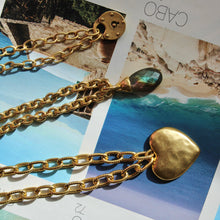 Load image into Gallery viewer, Antiqued Gold Chunky Labradorite Pendant Necklace
