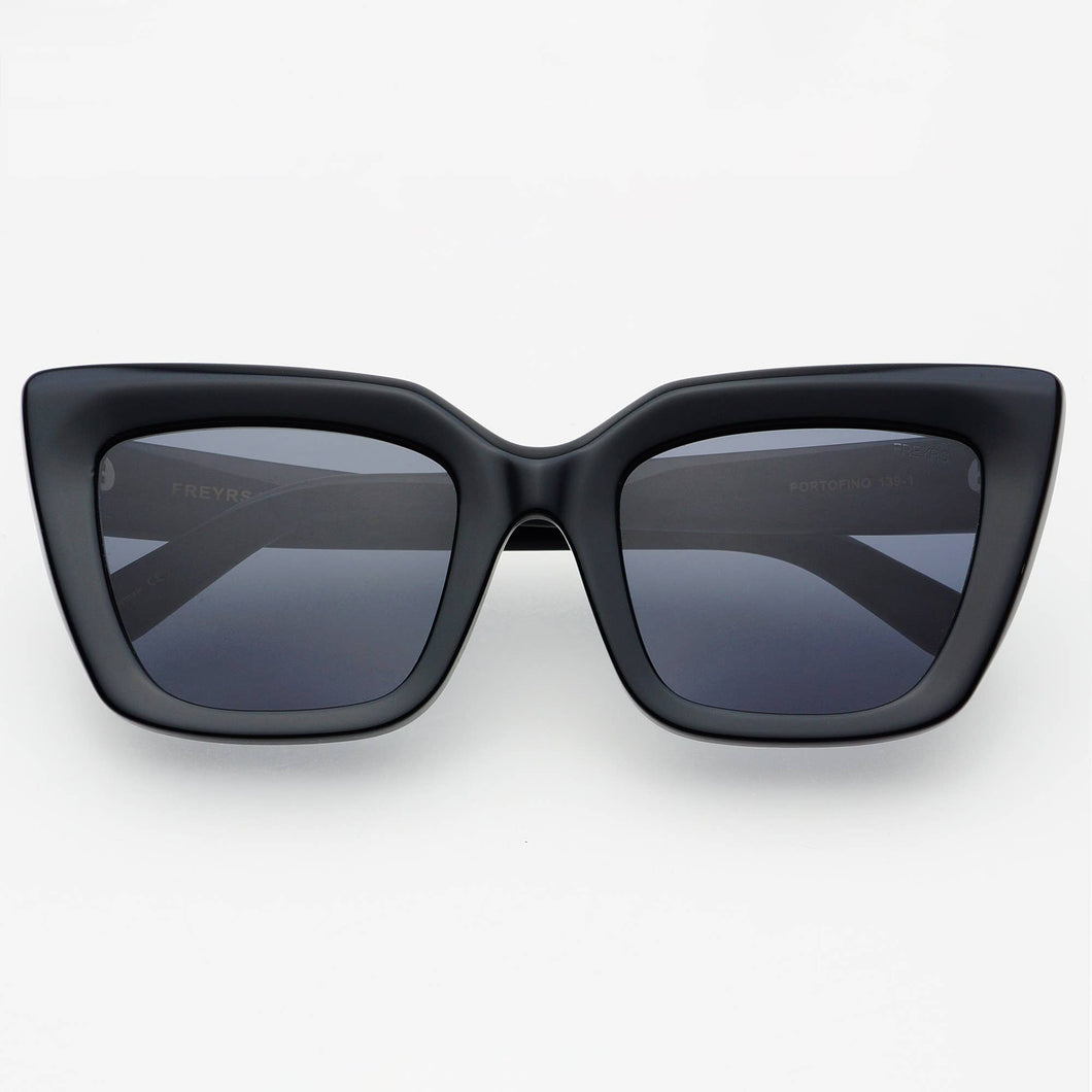 Portofino Acetate Oversized Cat Eye Sunglasses: Black