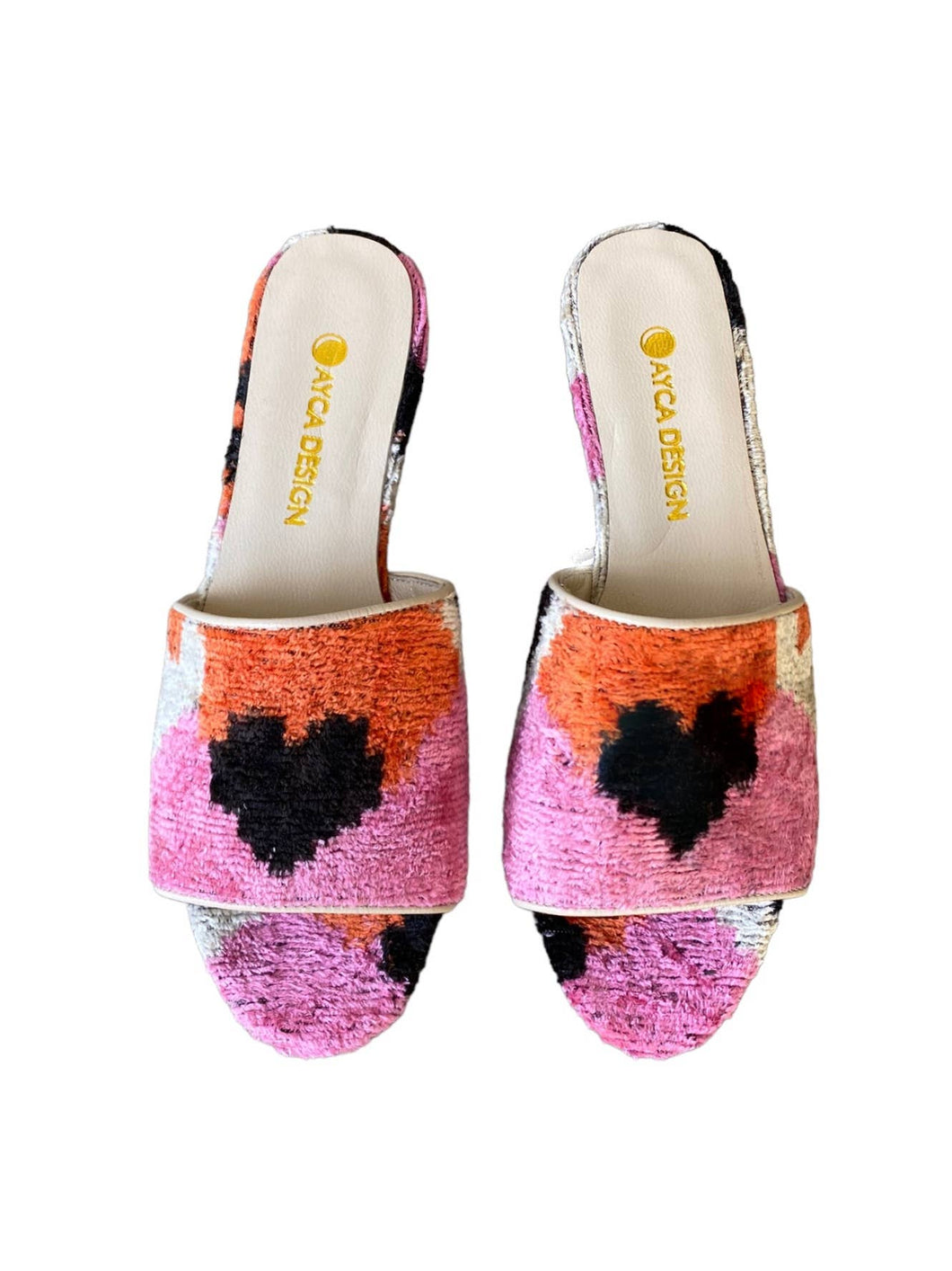 Silk Velvet Ikat Open Toe Slide: 8