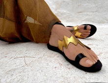 Load image into Gallery viewer, Handmade Leather Sandal : Aristea Gold Pattern: 39 / Sample Design Colors
